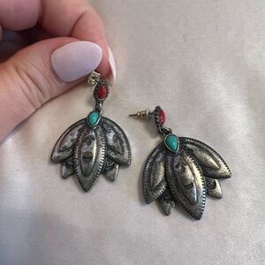 Turquoise lotus earrings